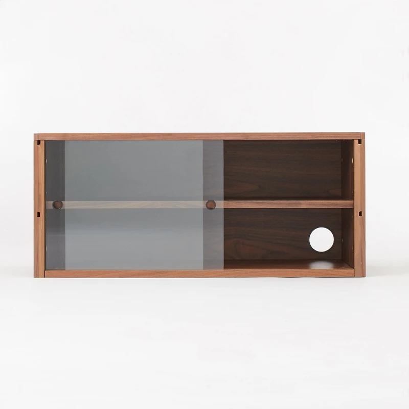 SUS Shelving Unit Box with Glass Door - Walnut