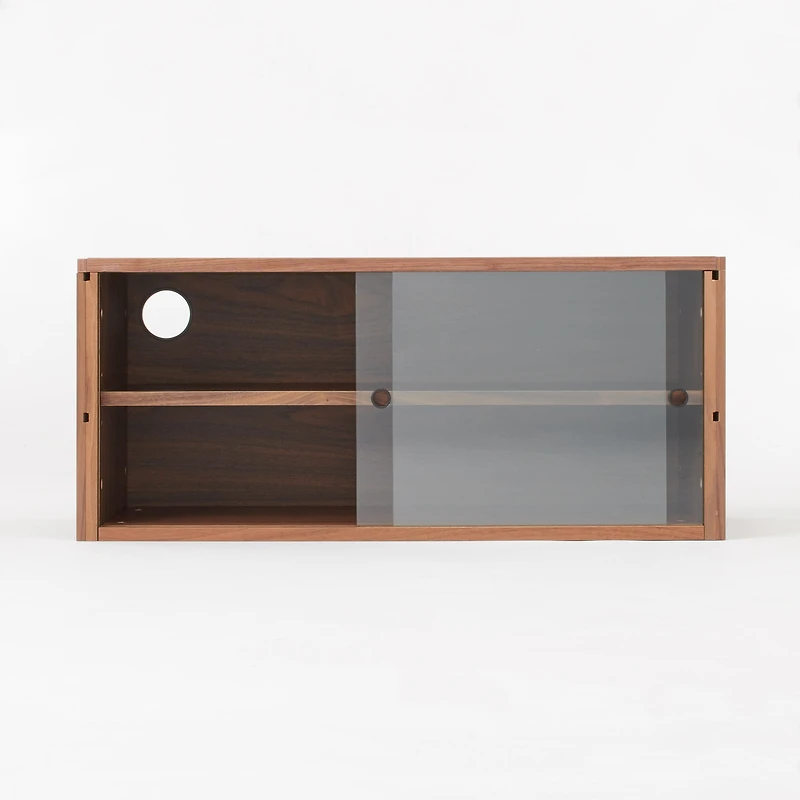 SUS Shelving Unit Box with Glass Door - Walnut