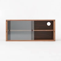 SUS Shelving Unit Box with Glass Door - Walnut