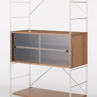 SUS Shelving Unit Box with Glass Door - Walnut