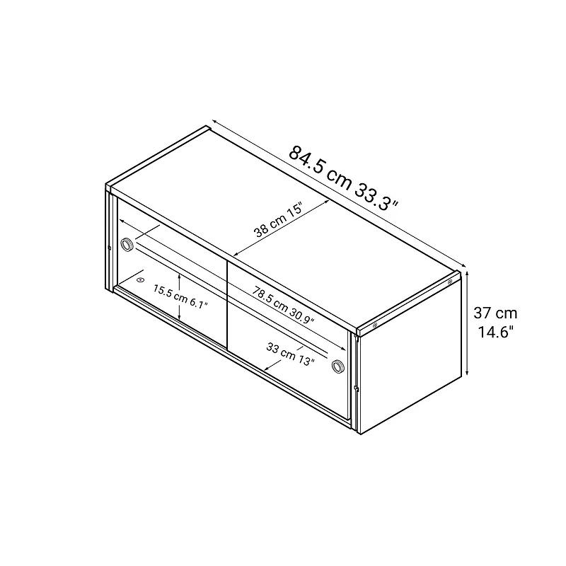SUS Shelving Unit Box with Glass Door - Walnut