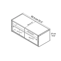 SUS Shelving Unit Box with Glass Door - Walnut