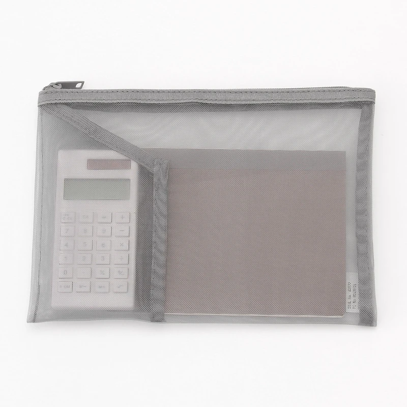 Nylon Mesh Pouch with Pocket - B6 - Grey