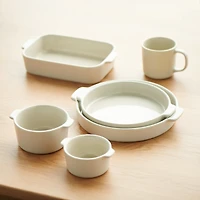 Stoneware Baking Dish Oven Tray - Grey Beige