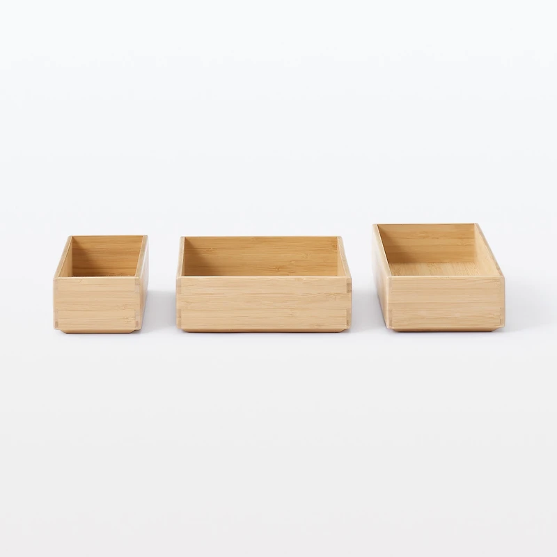 Stackable Bamboo Organizer Box - Medium W17 x D26 x H5.5 cm