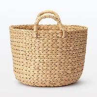 Water Hyacinth Basket with Handles - Round - Small Dia. 37 x H26 cm