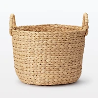Water Hyacinth Basket with Handles - Round - Small Dia. 37 x H26 cm