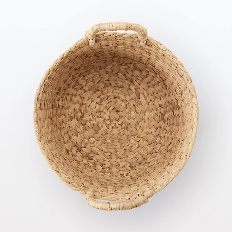 Water Hyacinth Basket with Handles - Round - Small Dia. 37 x H26 cm