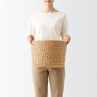 Water Hyacinth Basket with Handles - Round - Small Dia. 37 x H26 cm