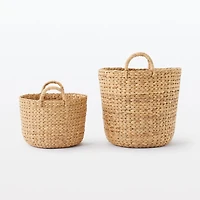 Water Hyacinth Basket with Handles - Round - Large Dia. 45 x H40 cm