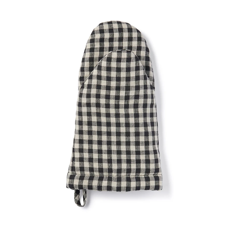 Plain Weave Linen Oven Mitt - Gingham Check
