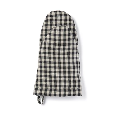 Plain Weave Linen Oven Mitt - Gingham Check