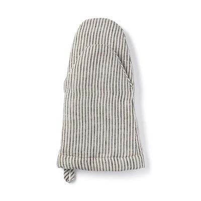 Plain Weave Linen Oven Mitt - Stripe