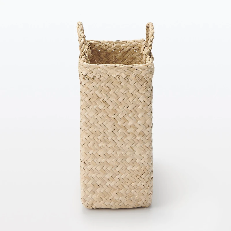 Seagrass Herringbone Basket with Handle - Small (W25 x D12.5 x H24 cm)