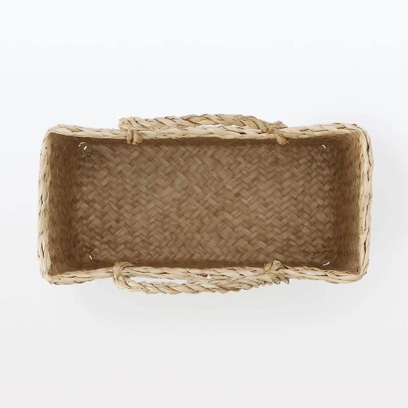 Seagrass Herringbone Basket with Handle - Small (W25 x D12.5 x H24 cm)