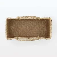 Seagrass Herringbone Basket with Handle - Small (W25 x D12.5 x H24 cm)