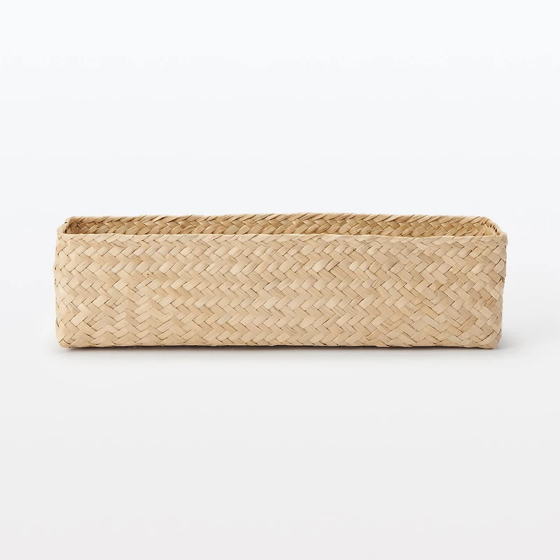 Seagrass Organizer Herringbone Rectangular Half Basket - Medium (W7.5 x D25 x H7 cm)