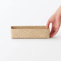 Seagrass Organizer Herringbone Rectangular Half Basket - Medium (W7.5 x D25 x H7 cm)