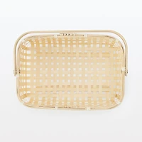 Bamboo Open Weave Basket with Handle - Small (W25.5 x D18 x H12 cm)