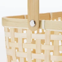Bamboo Open Weave Basket with Handle - Small (W25.5 x D18 x H12 cm)