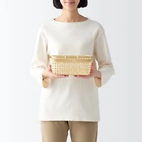 Bamboo Open Weave Basket with Handle - Small (W25.5 x D18 x H12 cm)