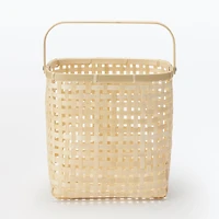 Bamboo Open Weave Basket with Handle - Medium (W25.5 x D18 x H24 cm)