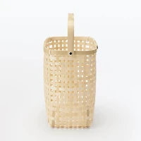 Bamboo Open Weave Basket with Handle - Medium (W25.5 x D18 x H24 cm)