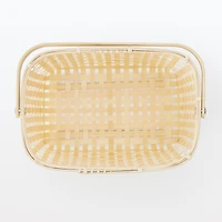 Bamboo Open Weave Basket with Handle - Medium (W25.5 x D18 x H24 cm)