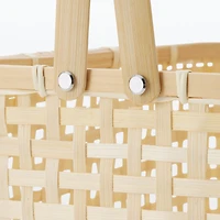 Bamboo Open Weave Basket with Handle - Large (W36 x D25.5 x H24 cm)