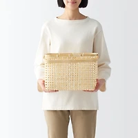 Bamboo Open Weave Basket with Handle - Large (W36 x D25.5 x H24 cm)