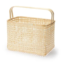Bamboo Open Weave Basket with Handle - Large (W36 x D25.5 x H24 cm)