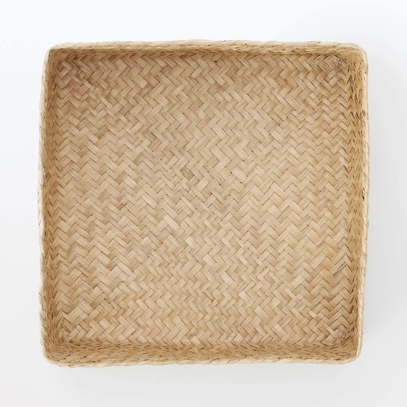 Seagrass Organiser Herringbone Square Basket (W25 x D25 x H12 cm)