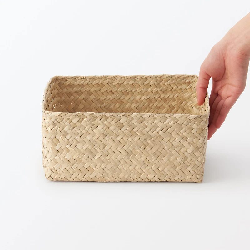 Seagrass Organiser Herringbone Square Basket (W25 x D25 x H12 cm)