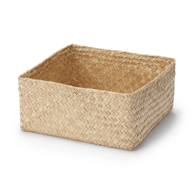 Seagrass Organiser Herringbone Square Basket (W25 x D25 x H12 cm)