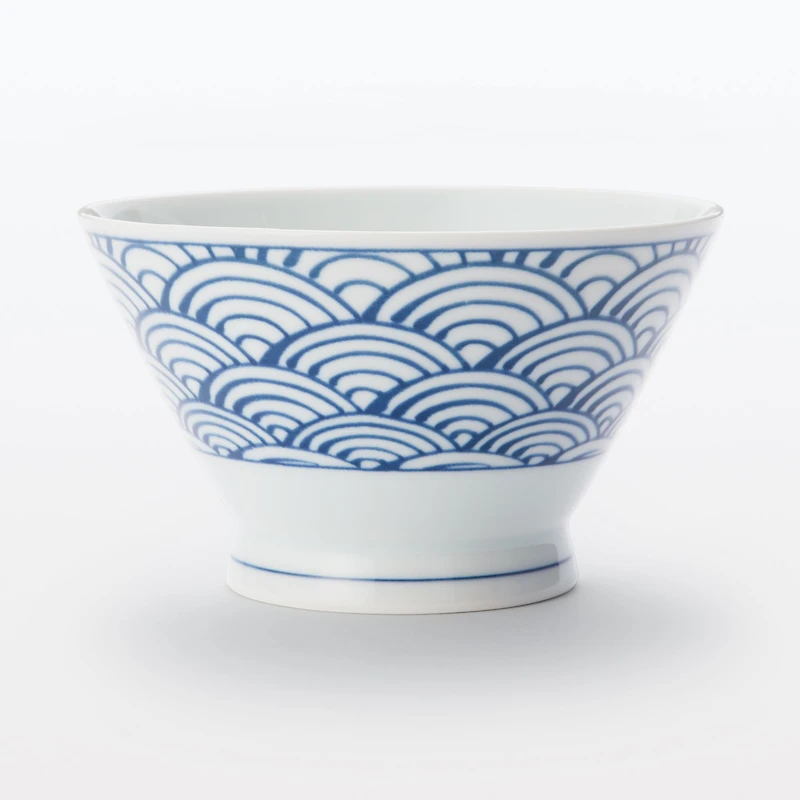 Hasami Ware Rice Bowl - Large Wave Pattern