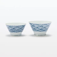Hasami Ware Rice Bowl - Large Wave Pattern