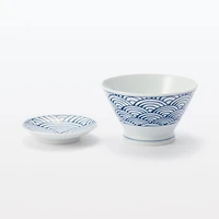 Hasami Ware Rice Bowl - Large Wave Pattern