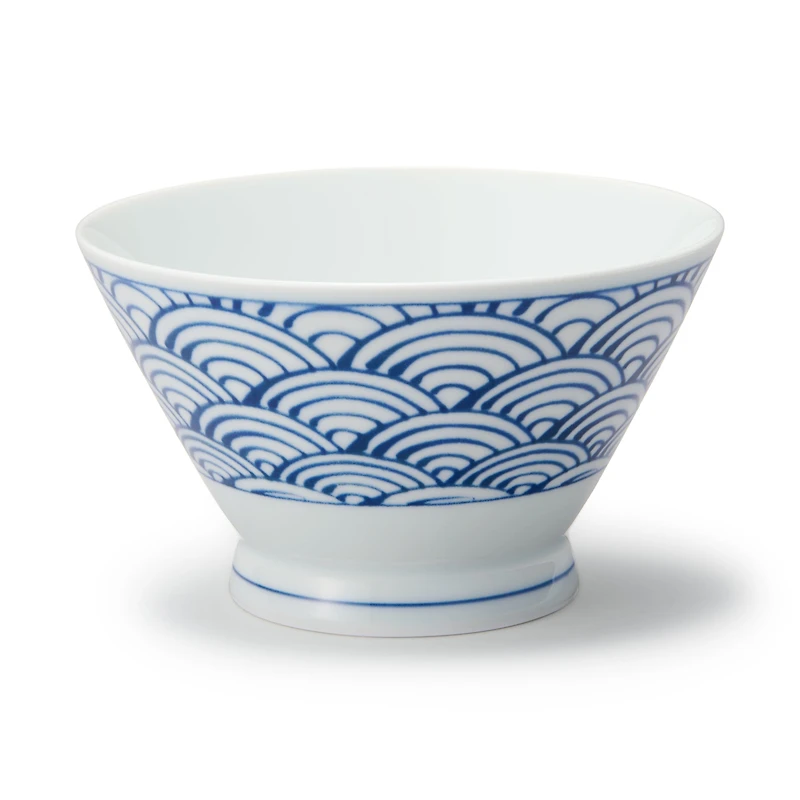 Hasami Ware Rice Bowl - Large Wave Pattern