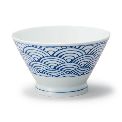 Hasami Ware Rice Bowl - Large Wave Pattern