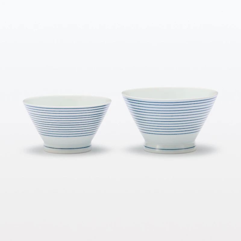 Hasami Ware Rice Bowl - Horizontal Stripes Pattern