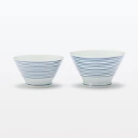 Hasami Ware Rice Bowl - Horizontal Stripes Pattern