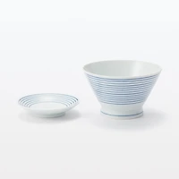 Hasami Ware Rice Bowl - Horizontal Stripes Pattern