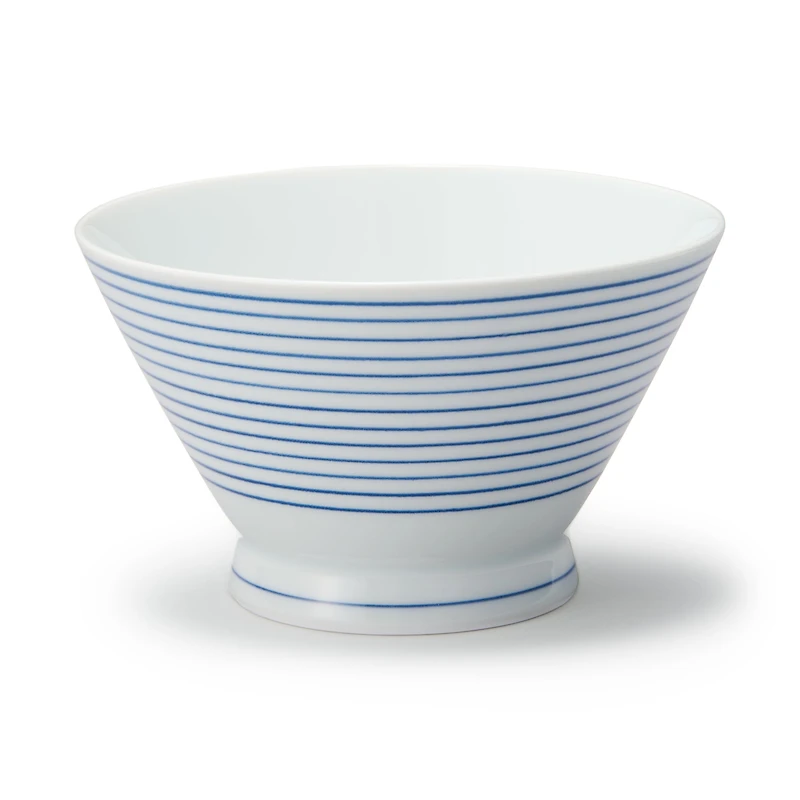 Hasami Ware Rice Bowl - Horizontal Stripes Pattern