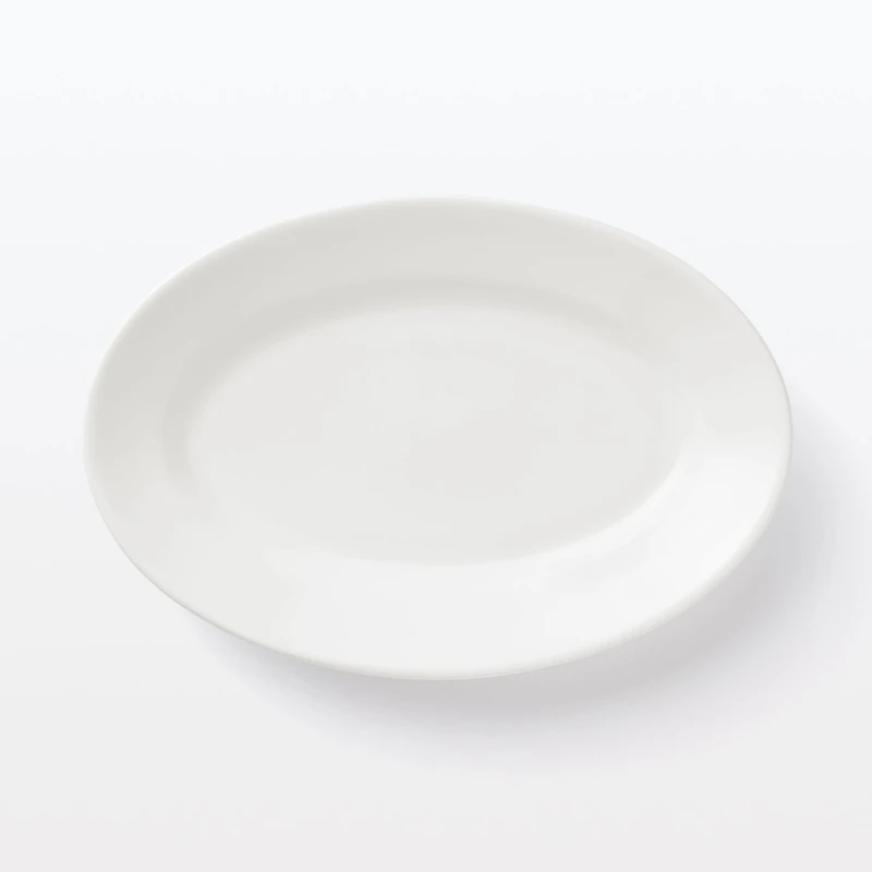 Porcelain Rimmed Oval Plate Large - White
