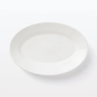 Porcelain Rimmed Oval Plate Large - White