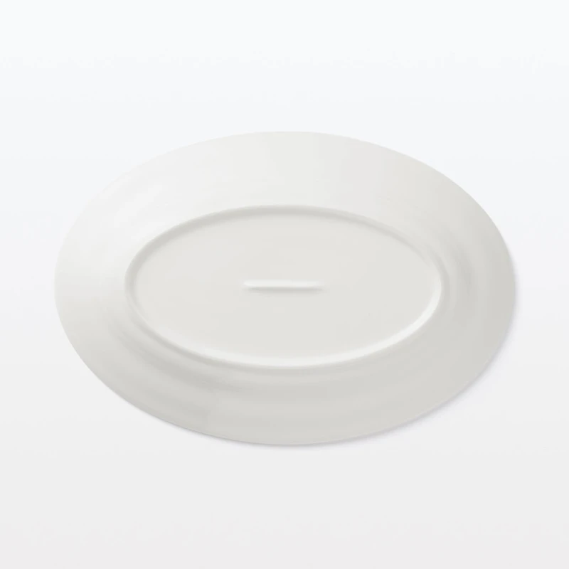 Porcelain Rimmed Oval Plate Large - White