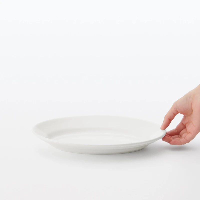 Porcelain Rimmed Oval Plate Large - White