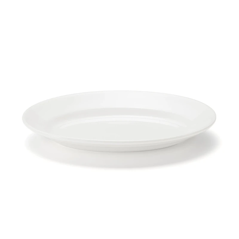 Porcelain Rimmed Oval Plate Large - White