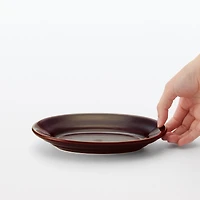 Porcelain Rimmed Oval Plate Small - Brown Glaze