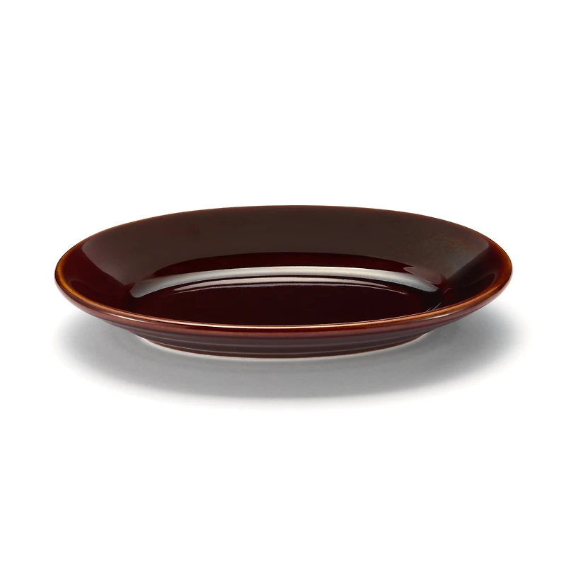 Porcelain Rimmed Oval Plate Small - Brown Glaze